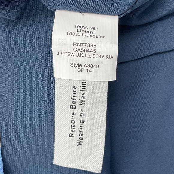 J. Crew NWOT 100% Silk Antique Floral Print Blue Short Sleeve Sheath Dress 4 - Picture 13 of 16